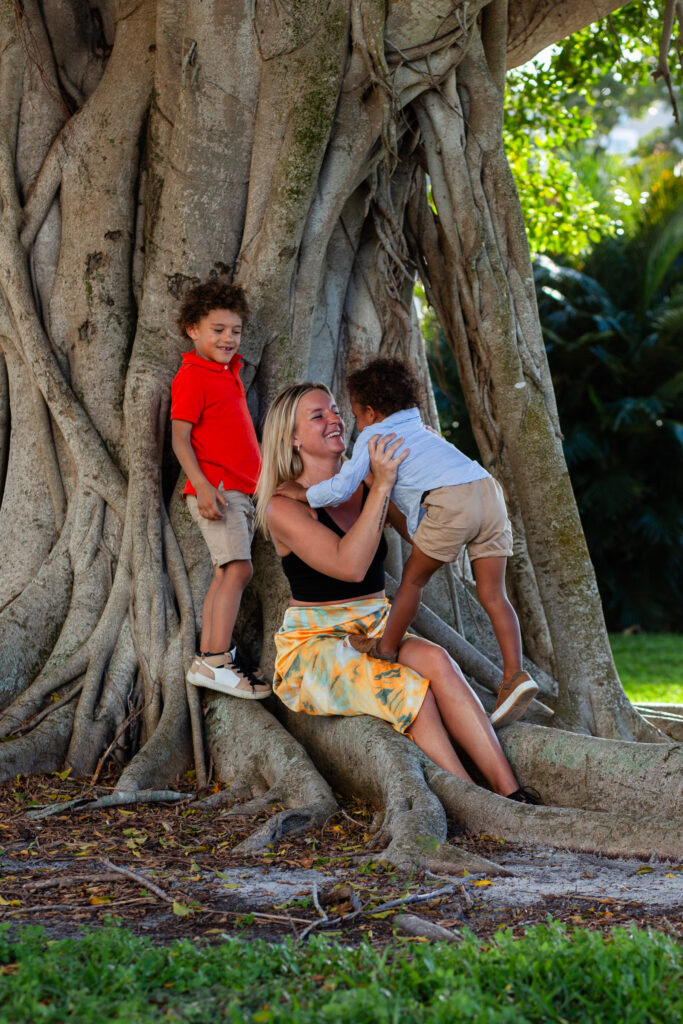 Mom playing with her two sons