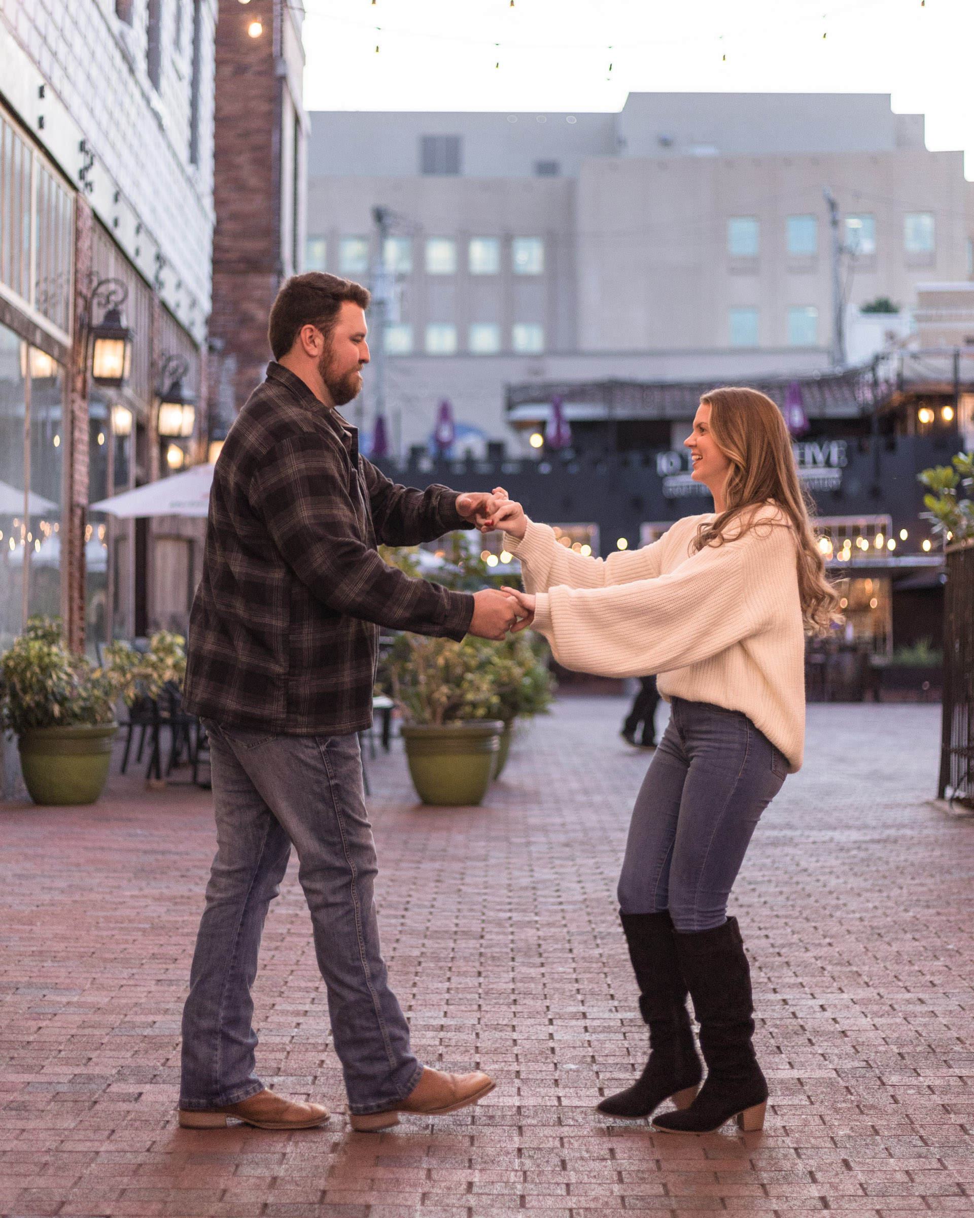 Couple dances in an Alley in Downtown Fort Myers