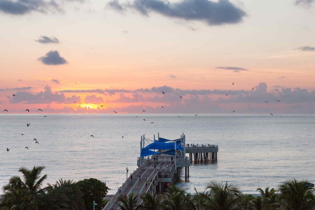 Pompano beach pier at sunrise
