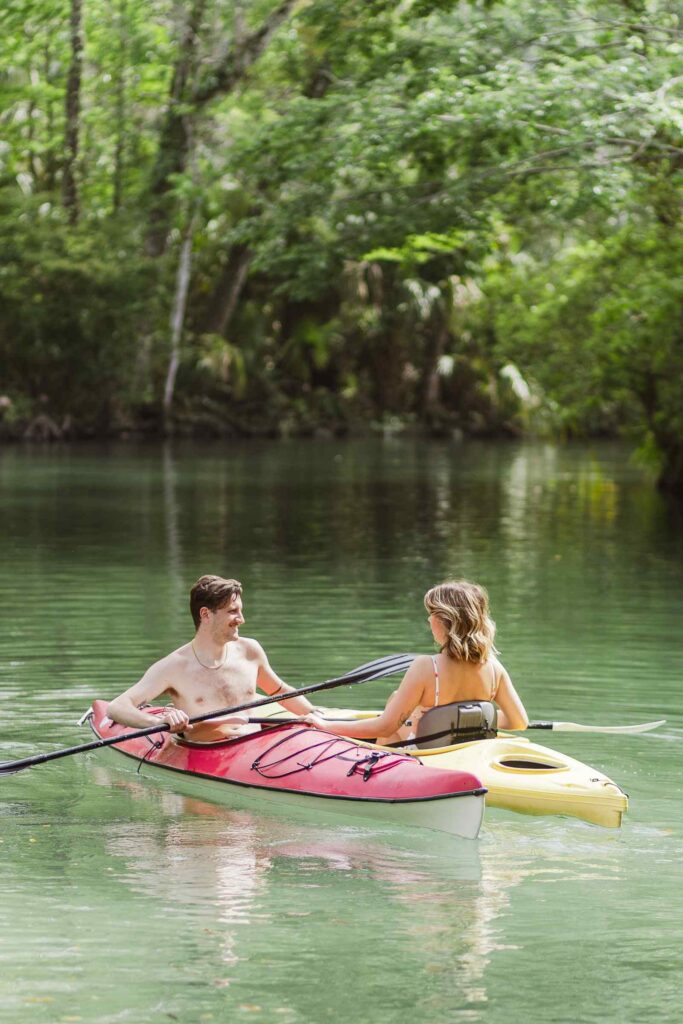 Couple kayaking in Weeki Wachee Spring