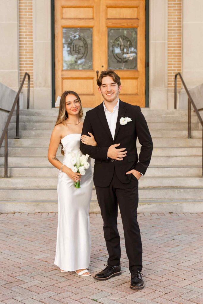 Bride and groom formal full body portrait